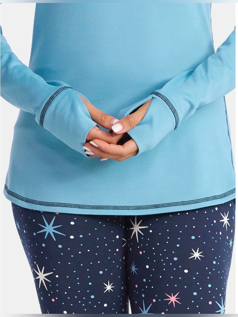ClimateRight by Cuddl Duds Top & Leggings 2-Piece Set blue stars size XXL - Picture 4 of 6